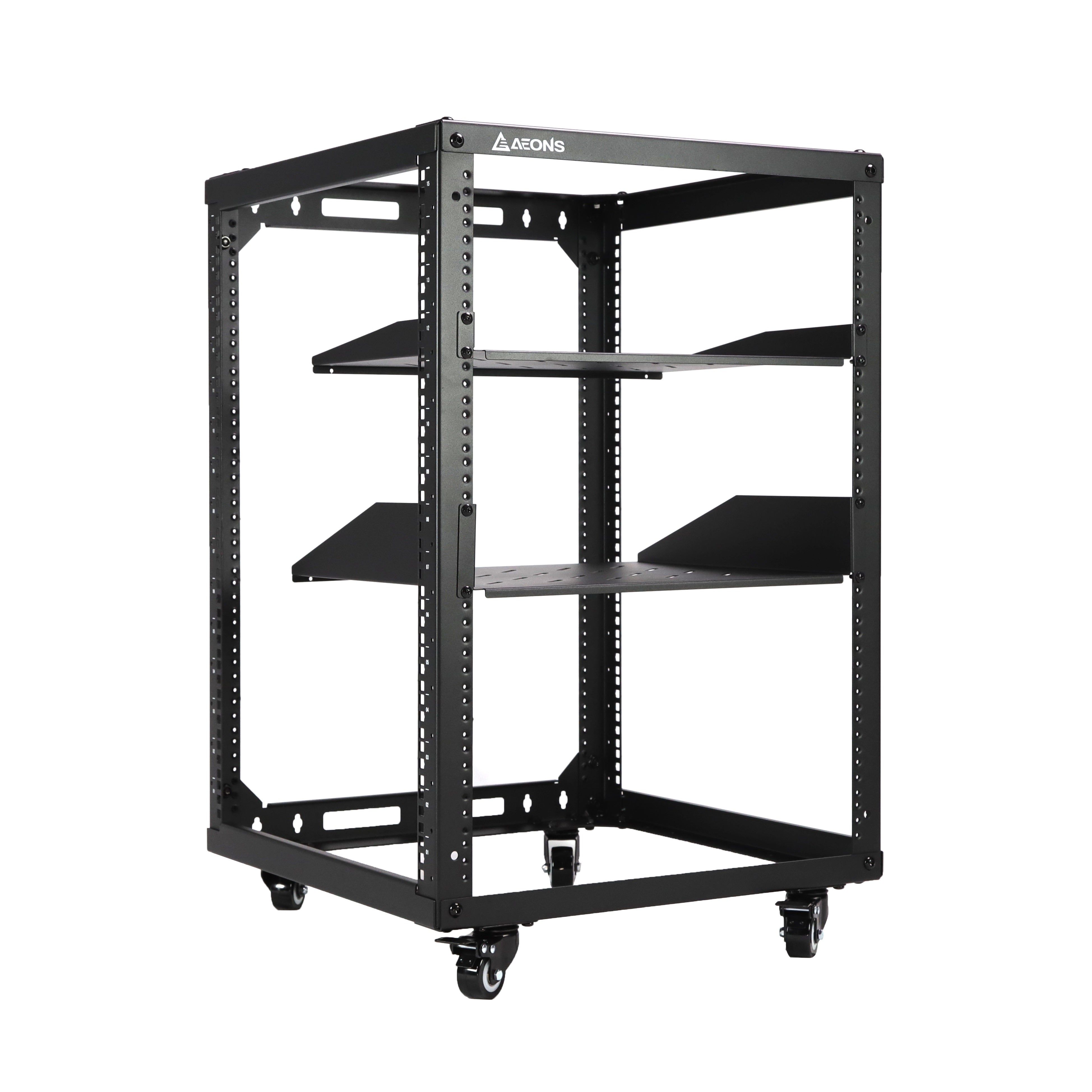 4-Post Wall Mount Open Frame Rack, Side Mount, Floor-Standing w/ Casters Flat Box 4-Post Wall Mount Open Frame Rack, Side Mount, Floor-Standing w/ Casters Flat Box